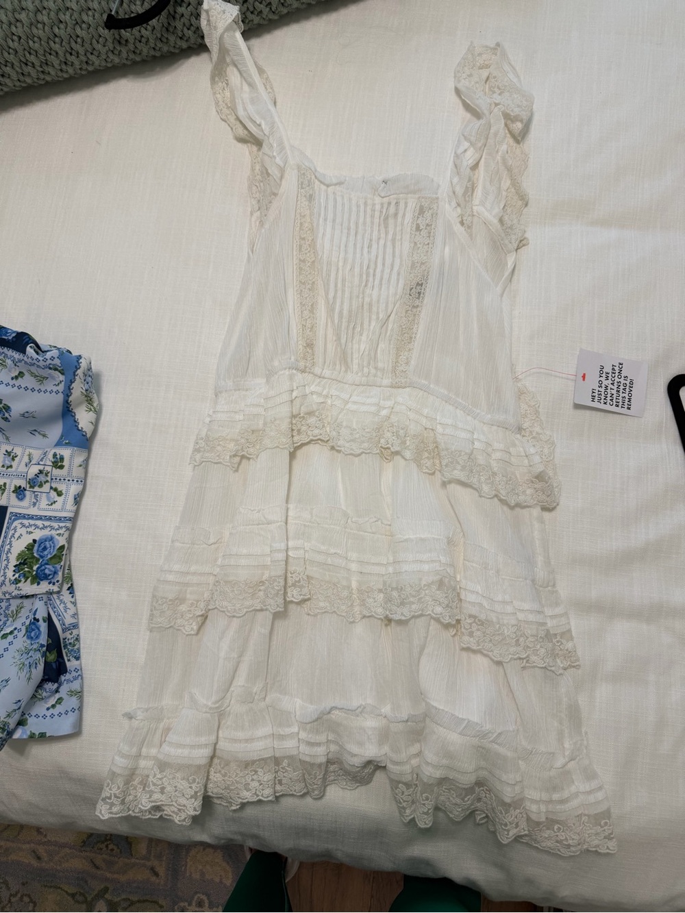 Miss Selfridge Cream Lace Tiered Mini Dress